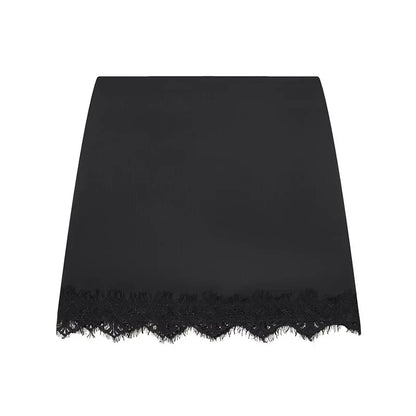 Women Mini Lace Skirt Sexy A-line Pleated High Waist Skirt for Women Spring Summer New Lace Short Skirt