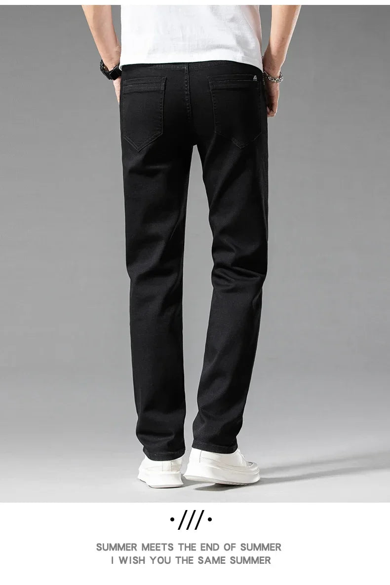 White Summer Men's Slim Jeans Classic Business Fashion High Quality Cotton Stretch Denim Pants Brand Trousers