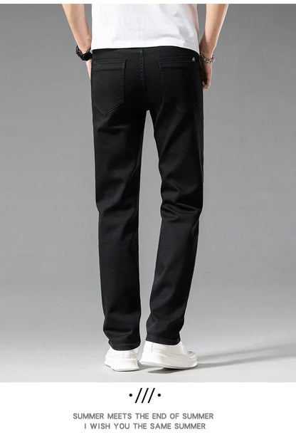 White Summer Men's Slim Jeans Classic Business Fashion High Quality Cotton Stretch Denim Pants Brand Trousers
