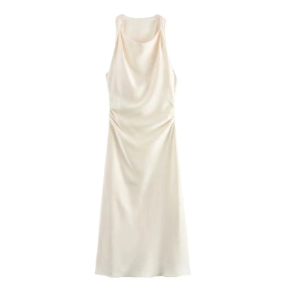Satin Long Dresses for Women 2026 Summer Slip Midi Dress Woman Sexy Evening Party Dress Sleeveless Female Elegant Dresses