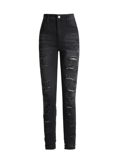 Women High Waist Patchwork Pocket Casual Slim Pencil Pants