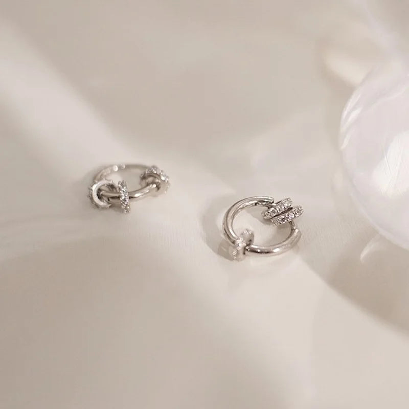 Stainless Steel Gold Plated Huggie Hoop Earrings Dainty Sparkling CZ Cluster Design Hypoallergenic Elegant Jewelry for Women