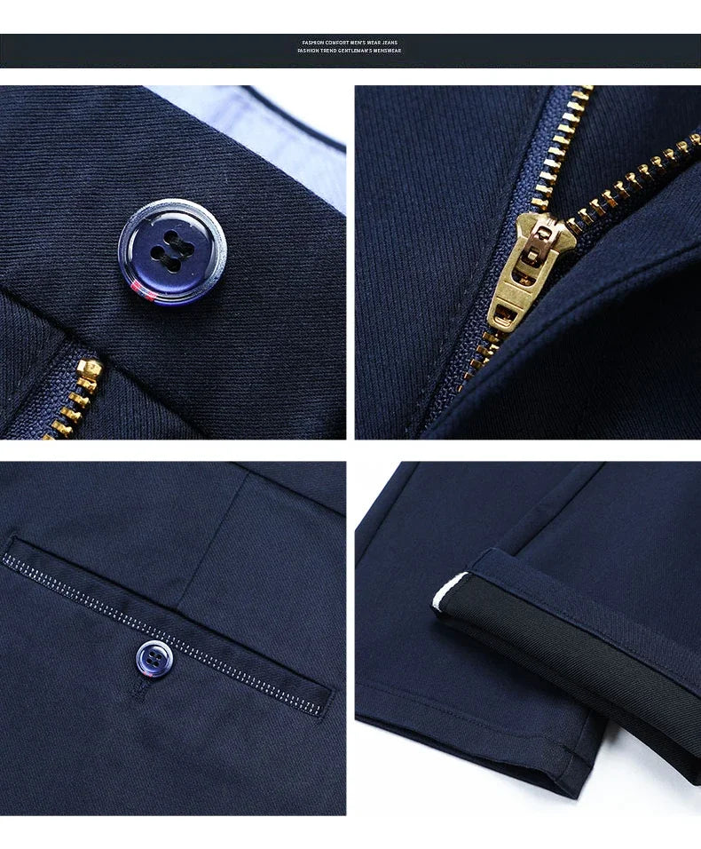 Fiber Men's Casual Pants Anti-wrinkle Comfortable Baggy Straight Business Formal Trousers Male Brand Clothing