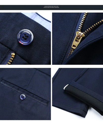 Fiber Men's Casual Pants Anti-wrinkle Comfortable Baggy Straight Business Formal Trousers Male Brand Clothing