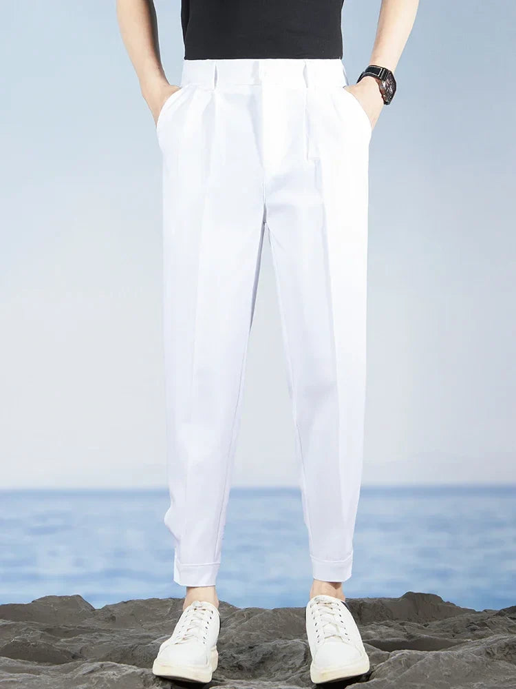 Korean Fashion Summer Men's Casual Harem Pants High Street Loose Bound Feet Sweatpants Male Black Gray White Jogging Trousers