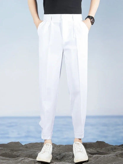 Korean Fashion Summer Men's Casual Harem Pants High Street Loose Bound Feet Sweatpants Male Black Gray White Jogging Trousers