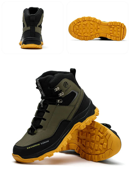 Men's Safety Shoes Steel Toe Anti Smash Safety Boots Puncture Proof Construction Wear-Resistant Work Boots