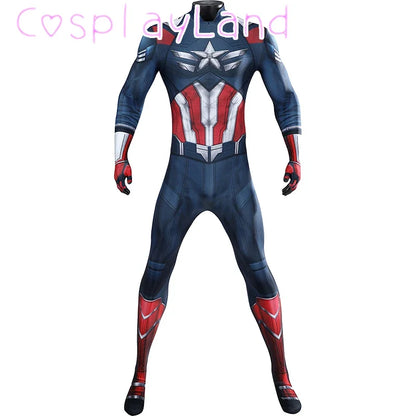 New Superhero Captain Steve Rogers Cosplay Costume Jumpsuit Adult Men Halloween Comic Con Outfit Custom Made Superhero Suit