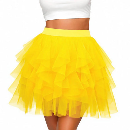 Women's Tulle Tutu Skirt Fashion Solid Color High Waist Mesh Skirt A-line Puff Skirt Cute Cake Skirt Cute Ballet Ball Half Skirt