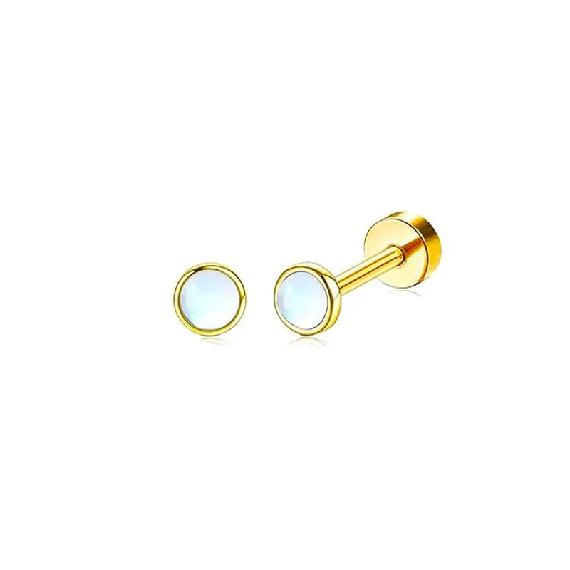 2PCS/Set Stainless Steel Gold Flower Cross Stud Earrings for Women Cute Mini Pearl Earrings Tragus Cartilage Piercing Jewelry