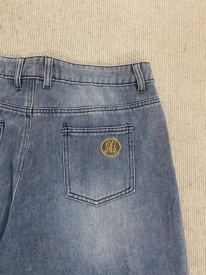 Calça jeans unissex estilo casual de rua, estilo ins, corte reto, lavagem envelhecida retrô, usada, novidade primavera 2026, street style americano.