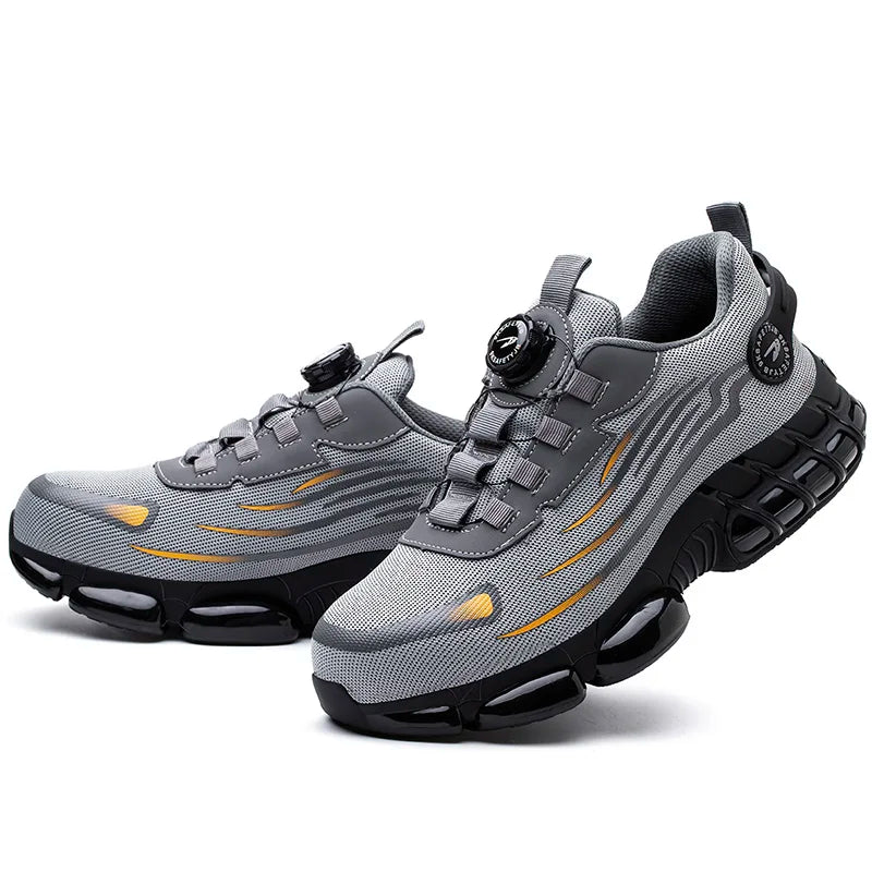 Big Size Men and Women Rotary Buckle Work Safety Shoes Men Air Soft Sole Lightweight Sneakers Protective Fashion Work Shoes