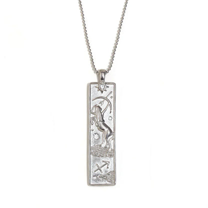 18k Gold Plated Rectangle Shape 12 Constellation Pendant Necklace Stainless Steel Waterproof Fashion Women's Jewelry