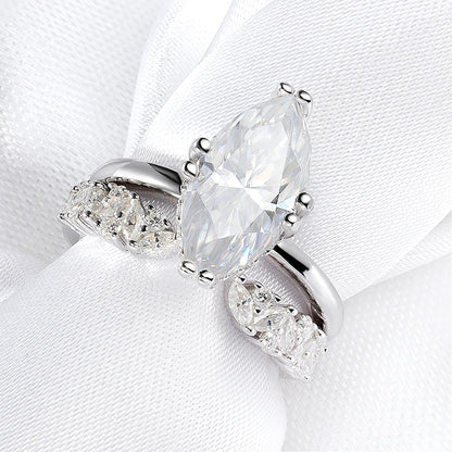 3CT 100% Real Full Moissanite Wedding Rings for Women Marquise Cut S925 Sterling Silver Marriage Band Fine Jewelry GRA
