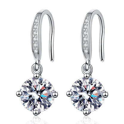 White Gold Plated 1ct Zircon/moisssanite Drop Earrings for Women 4 Claws Wedding Sparkling Sterling Silver 925 Earring