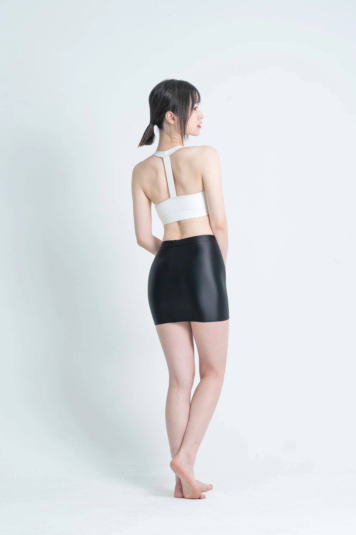 satin glossy Skirt Elastic Smooth Gloss Tight Skirt Oil Solid Color Half Skirt Satin glossy Wrap Hip Short Skirt