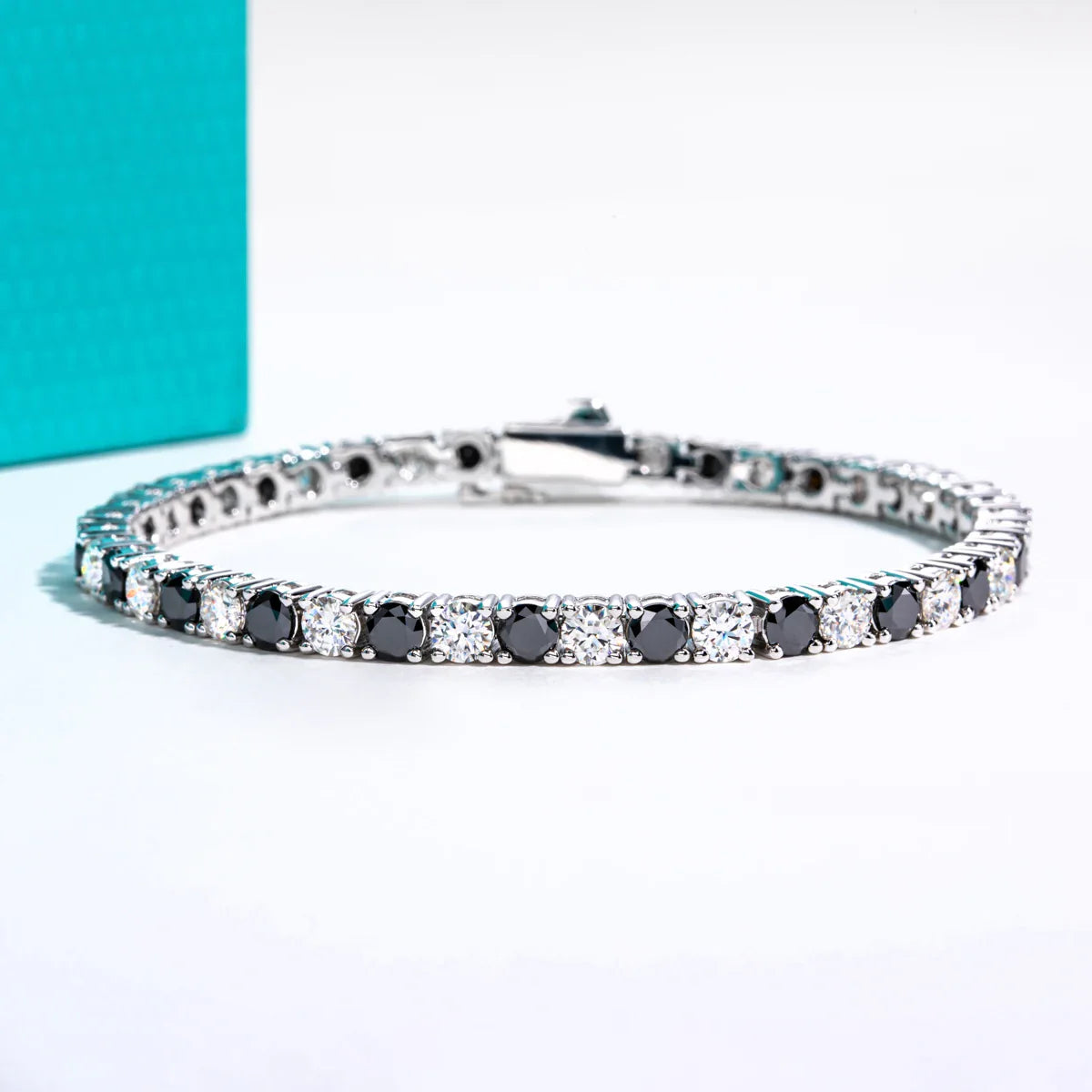 4mm D Color Black Moissanite Diamond Tennis Bracelet Luxurious 925 Sterling Silver Wedding Bracelets for Women Jewelry