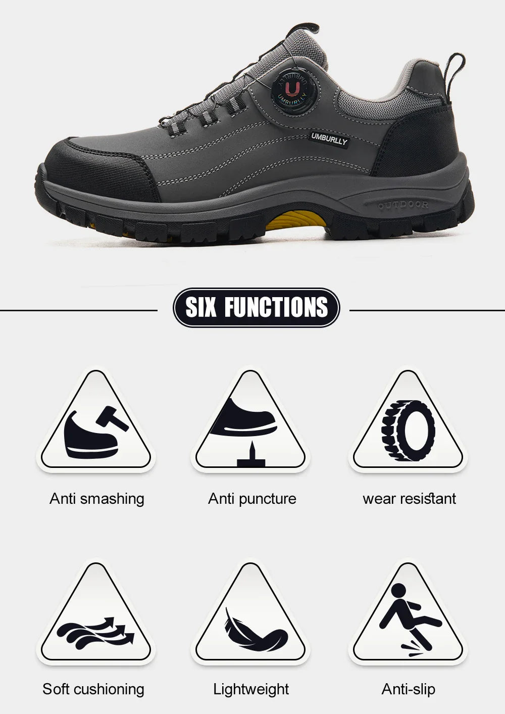 Men's Steel-Toed Safety Shoes With Anti-Crush, Anti-Puncture And Anti-Slip Soles, Fashionable Button Industrial Work Shoes
