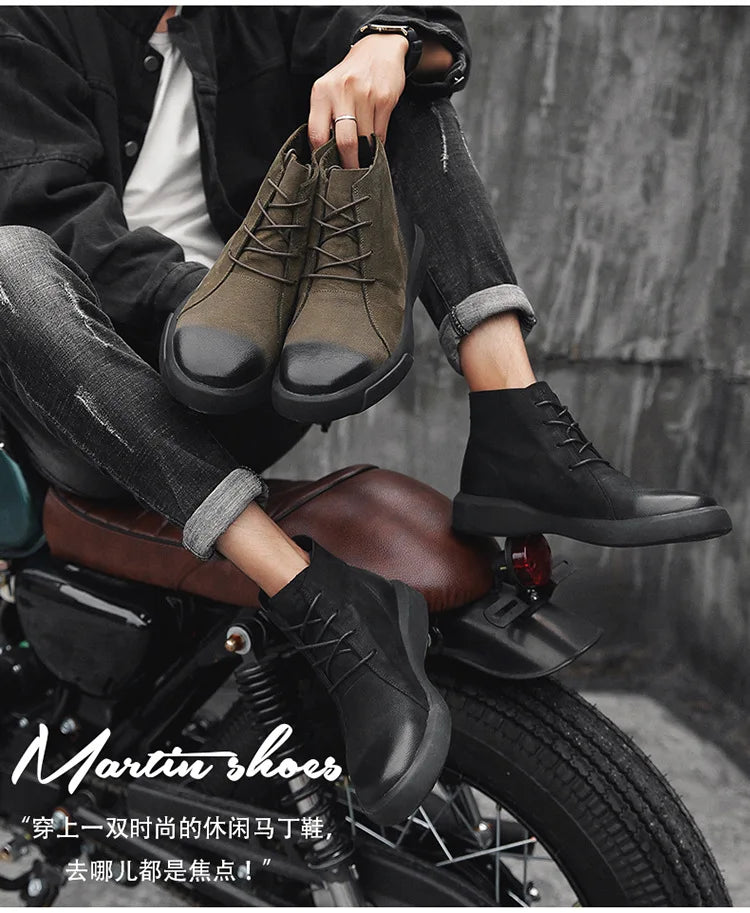 Men's Chelsea Cotton Boots Winter Men's Genuine Leather Shoes High Top Men Plush Sapato Social Masculino Zapatos Para Hombres