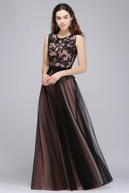 Elegant Black Lace Red Evening Dresses Long Appliques Chiffon With Sashes Pink Green Burgundy Formal Prom Gown Vestido de Fiesta