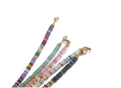 Colorful Natural Stone Beads Handmade Chain Y2K Fashion Necklace for Women Stainless Steel Waterproof Collar Jewelry Gift