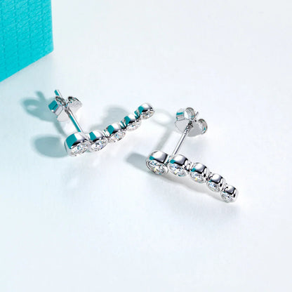 0.82cttw Moissanite Stud Earrings 925 Sterling Silver Gold Plated Classic Bezel Smile Earrings for Women Jewelry Gifts