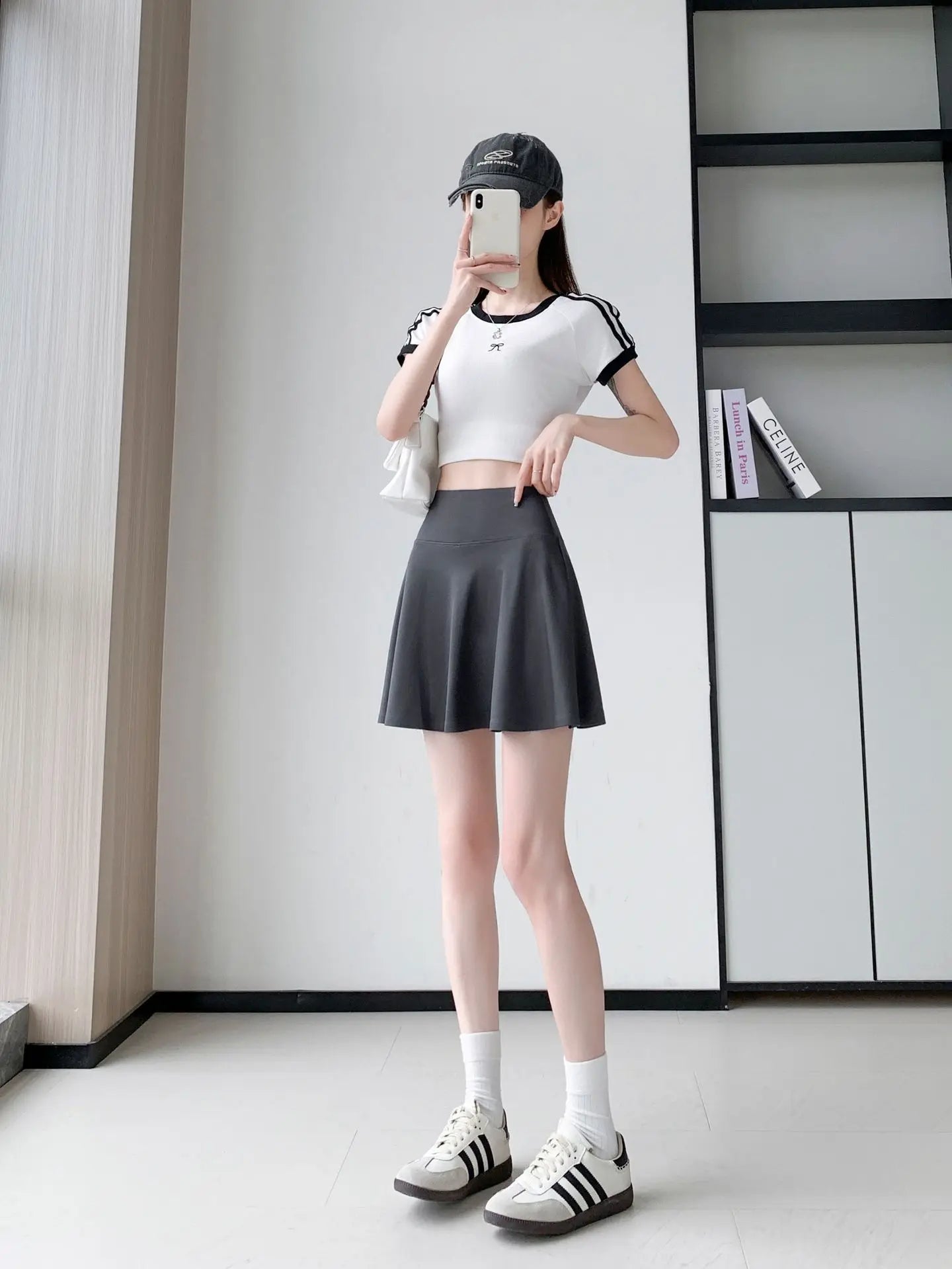 Women Summer Fake Two Pieces Sports Skirt Anti-Chafing Anti-Slip Tennis Badminton Yoga Skirt Pleated White Mini Skirt  Running