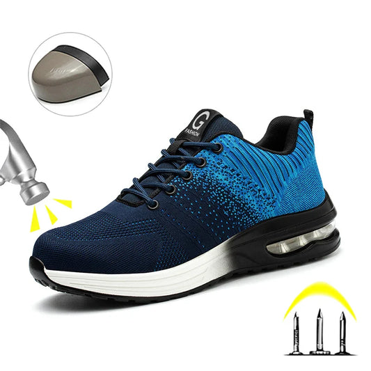 Indestructible Safety Shoes For Men Steel Toe Anti-Puncture Men's Work Shoes  Lightweight Slip Resistant Air Cushion Sneaker  ﻿