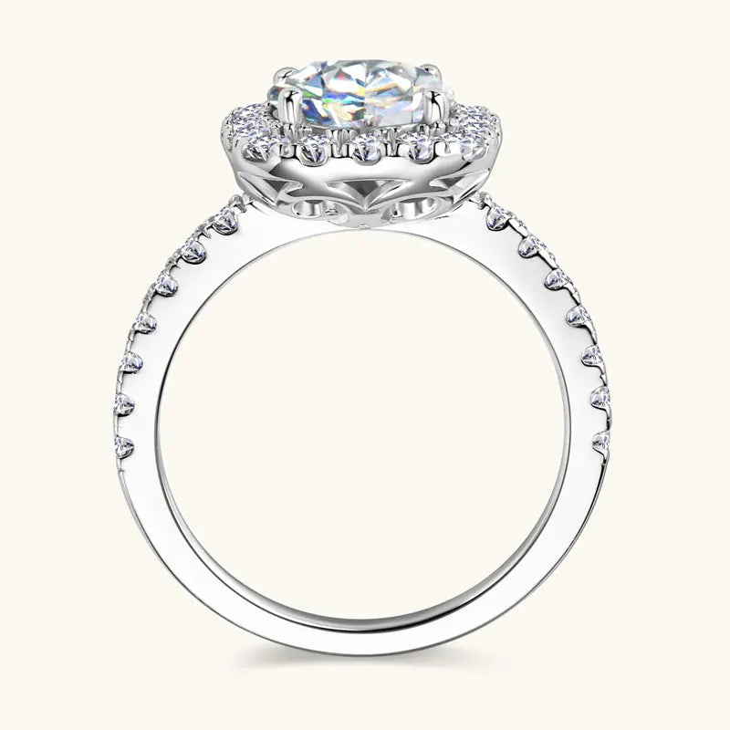 8mm 2ct Moissanite Halo Ring Certified 925 Sterling Silver Engagement Rings For Women Girls Wedding Party Jewelry Gift