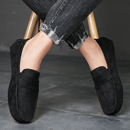 Sapatos Masculinos Casuais de Camurça, Respiráveis, de Couro, Loafers Masculinos, Slip-on, Sapatos de Dirigir Masculinos, Marca de Luxo, Sapatos Náuticos Confortáveis
