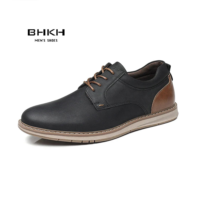 Shoes For Men Spring/Summer Pu Leather Breathable Casual Shoes Lace up Office Style Business Men's Sneaker