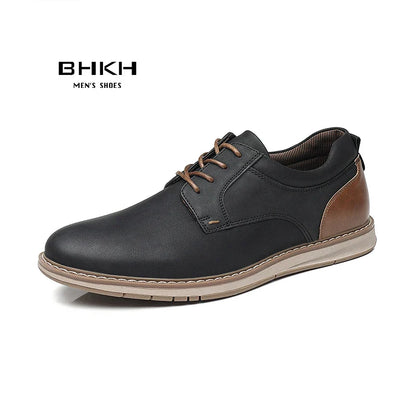 Shoes For Men Spring/Summer Pu Leather Breathable Casual Shoes Lace up Office Style Business Men's Sneaker