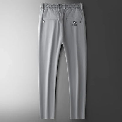 2024 Summer Soft Ice Silk Fabric Men's Thin Casual Pants Korean-style Fashion  Straight High Stretch Trousers Male Luxury Brand
