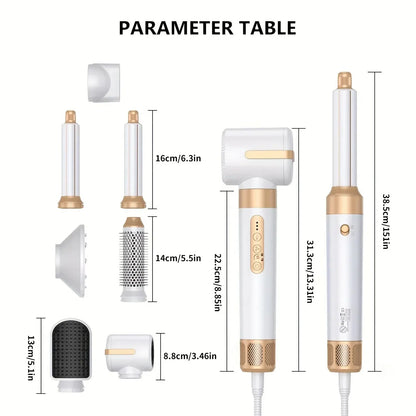 7 In 1 Hair Dryer Brush Brushless High Speed Hair Dryer with Diffuser Ionic Blow Dryer Hot Air Styling Comb Hair Curler