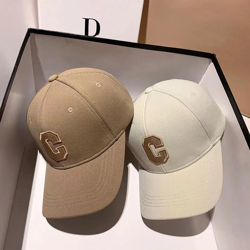 Hats for Men C Letter Embroidered Baseball Cap Kpop Fashion Couple Snapback Cap