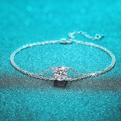 1CT 6.5mm D Color Moissanite Bracelets for Women Classic Four Claw Chain 100% S925 Sterling Silver Sparkling Jewelry