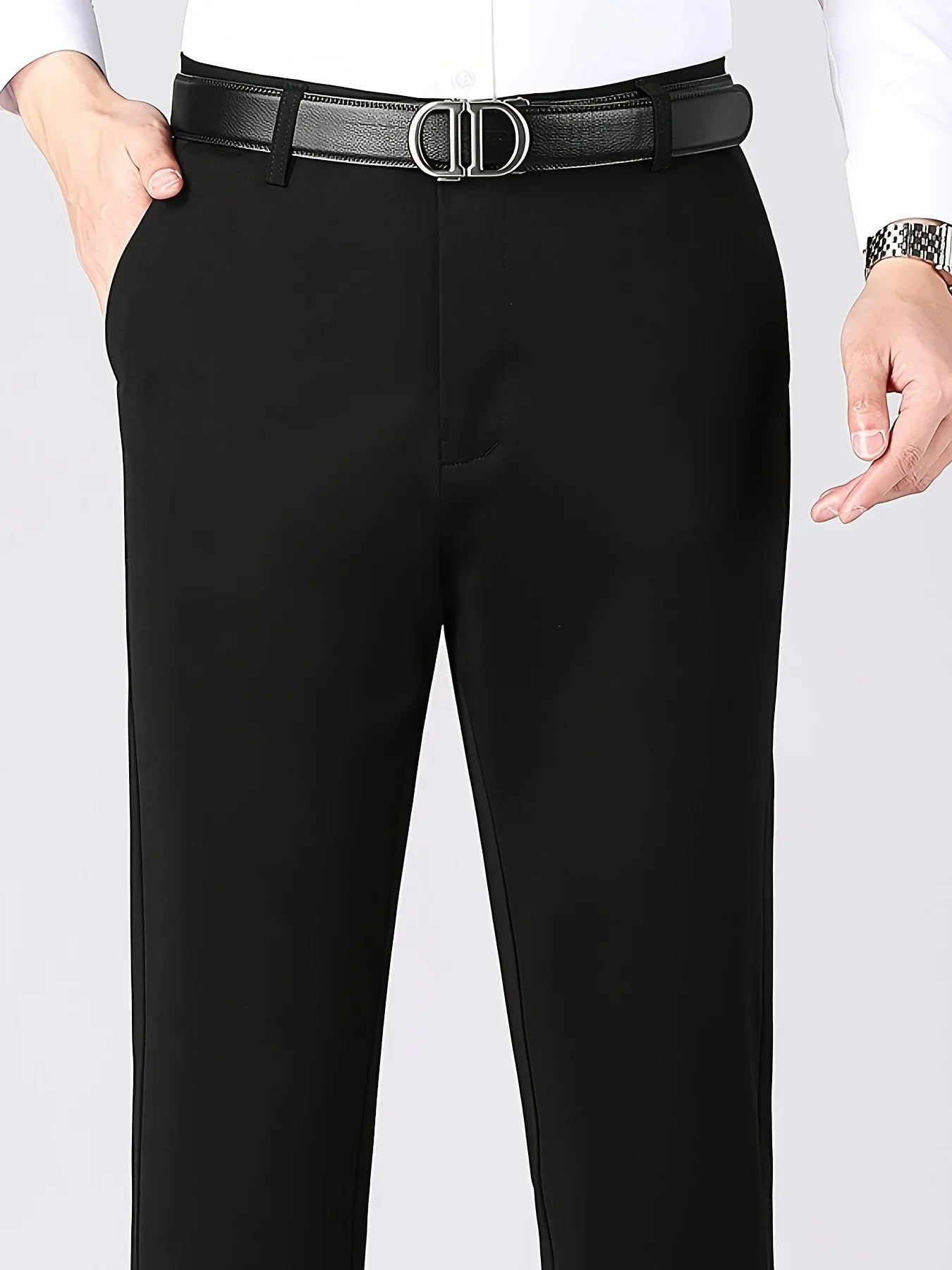 3-Pack Men's High Stretch Anti-Wrinkle Business Pants | Spring Autumn Straight Fit Non-Iron Casual Trousers | Luxury Crown Embro