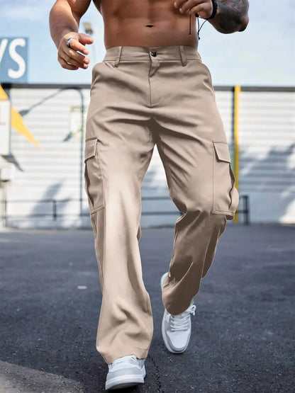 Men's Workwear Pants Wear-Resistant Sports Straight Leg Loose Summer Multi-Pocket Casual Trousers