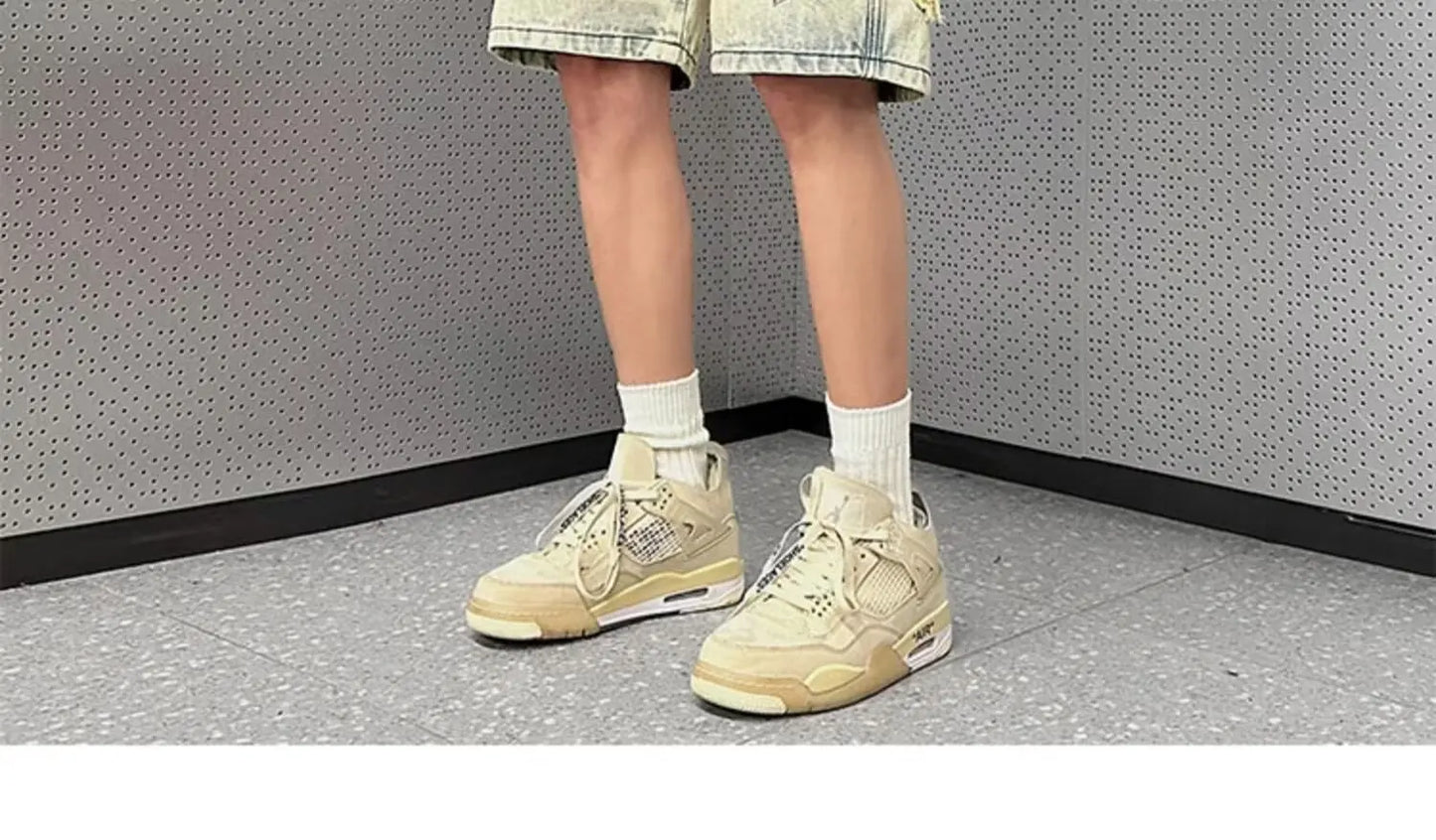 Star Patchwork Yellow Clay Color Jeans Summer Men Denim Shorts Trendy Streetwear Five-point Pants Straight Jeans Shorts