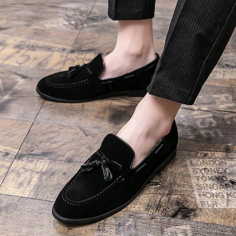 New men's black moccasin one-pedal loafers men's brown business dress shoes Italian wedding dress shoes 38-48 size.