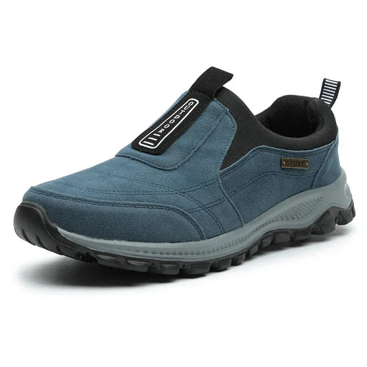 YRZL Sapatos Masculinos para Caminhada ao Ar Livre Tênis Masculino Casual Slip-on de Couro Camurça Respirável Antiderrapante para Caminhada Calçados