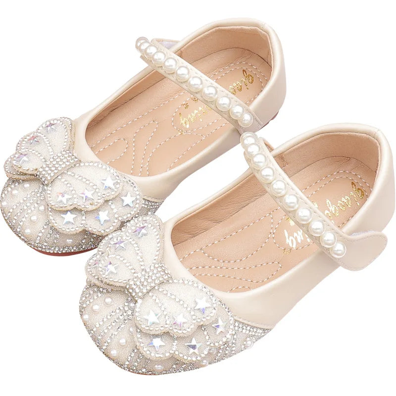 2026  Princess Crystal Shoes New Girls Single Shoes Frozen Rhinestones Shoes Performance Party Shoes