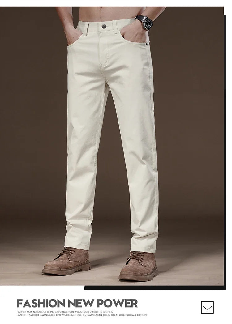 2024 New Autumn Men's Business Casual Trousers Work Pants Male Formal Dress Pants Straight Men's Clothes Black Gray Apricot