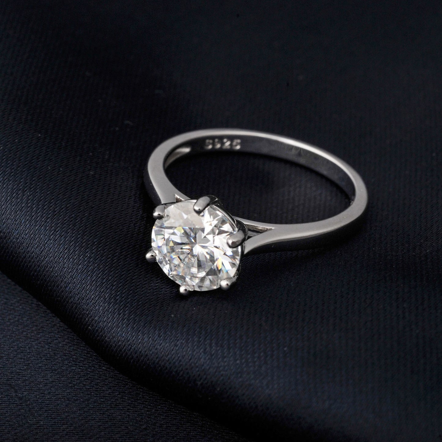 Moissanite D Color 0.5ct 1ct 2ct Round Cut S925 Sterling Silver Solitaire Wedding Engagement Ring for Women