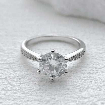 0.5-2ct Moissanite Wedding Ring for Women Sterling Silver Round Brilliant Diamond Solitaire Engagement Rings Certified