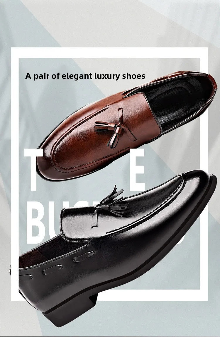 Summer New Large Size Men's Leather Shoes Business Formal Casual Wedding Knot Shoes round Toe Flat Heel Rubber Outsole