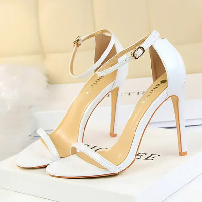 Women Gladiator Stiletto Classic Ankle Strap Holiday Beach Sandals Lady Fashion Suede 8cm 11cm High Heels Sexy Red Brown Sandles