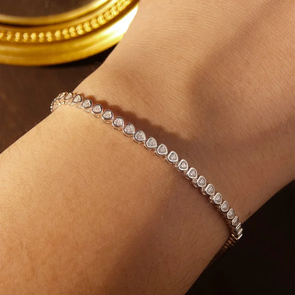4mm Heart Cut Moissanite Tennis Bracelet GRA Certified Diamond Bracelet s925 Sterling Silver Bracelets for Women Man