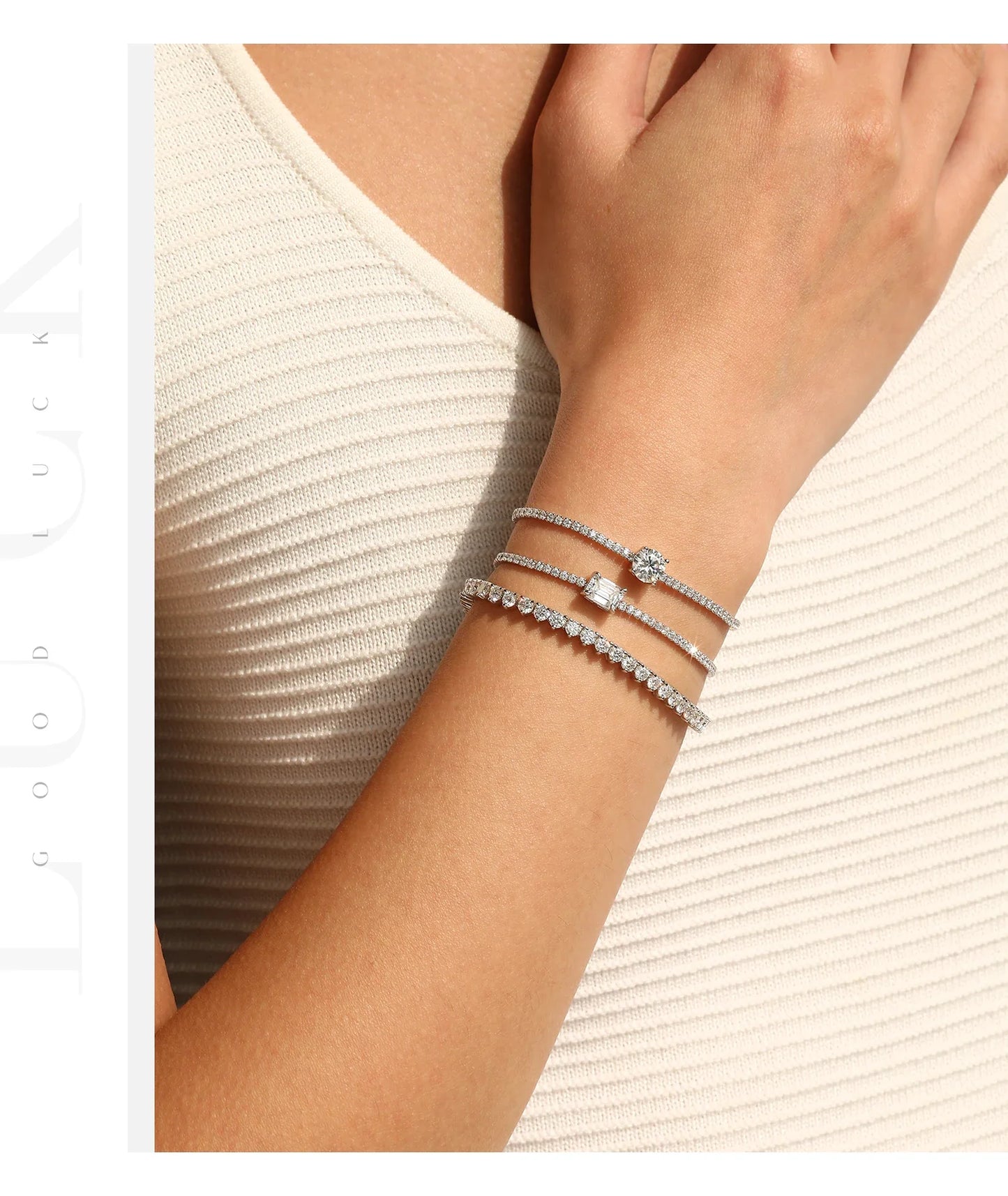 D VVS1 Round Moissanite Tennis Bracelet 3.0MM 925 Sterling Silver Tennis Stackable Bracelets for Women Men Jewelry Gifts