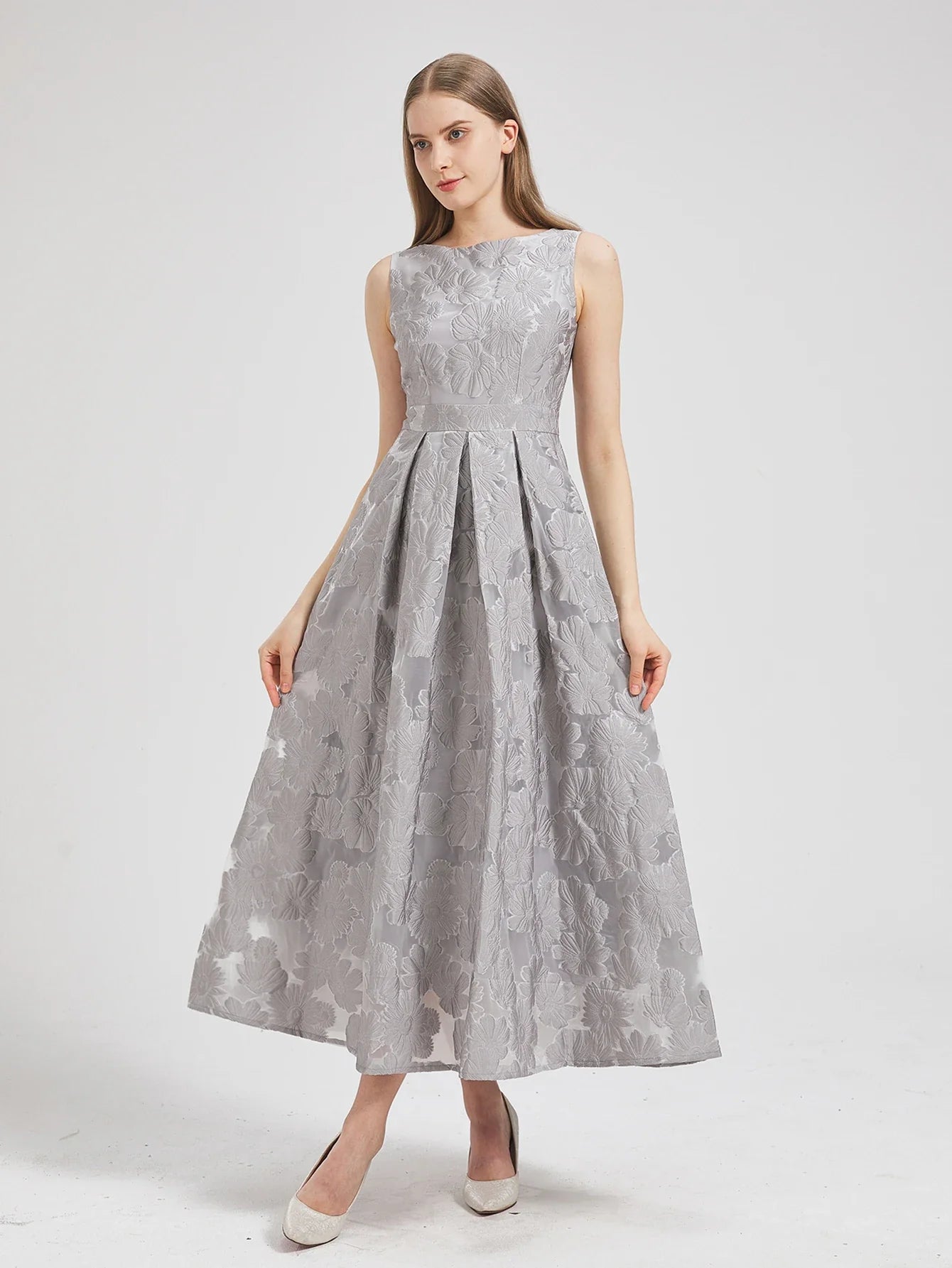 Women New Fashion Organza Embroidery Elegant Long Dress Summer Sleeveless Dresses Lady Holiday Evening Prom Vestido